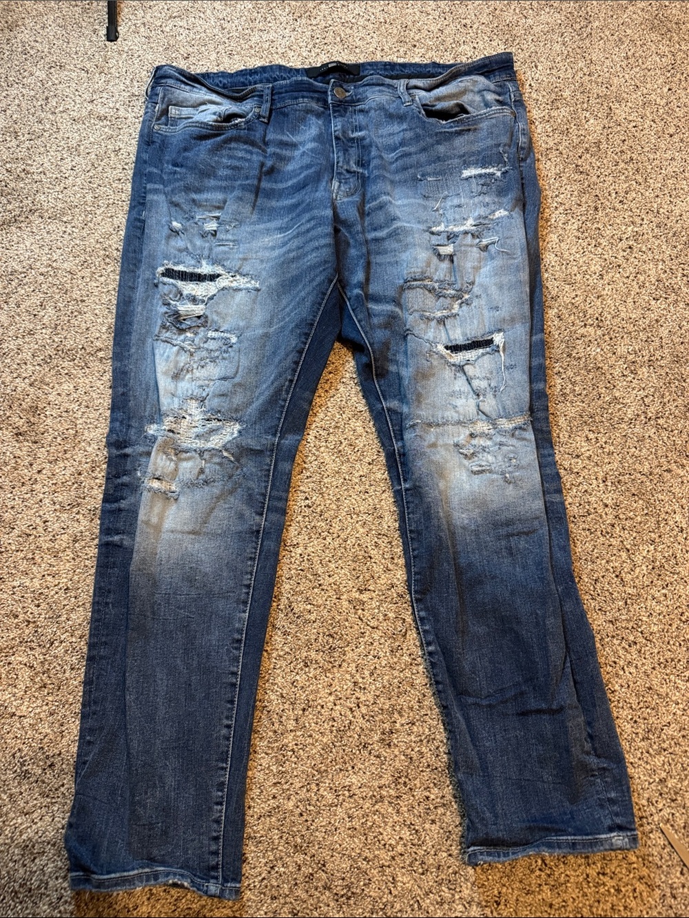 Jordan Craig Legacy Edition Men's Distressed Blue Denim Jeans size 44x32